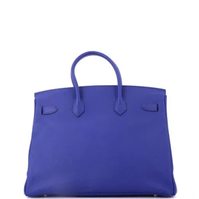Pre-owned Hermes  Hermes Birkin Handbag Blue Epsom With Palladium Hardware 35 In Purple
