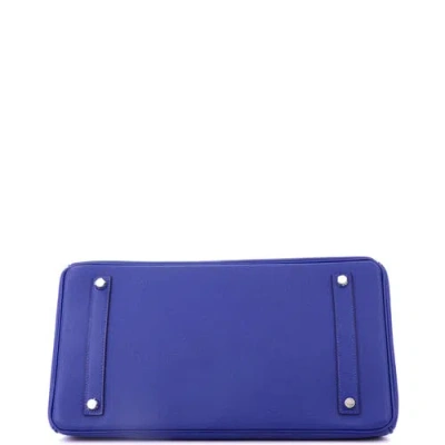 Pre-owned Hermes  Hermes Birkin Handbag Blue Epsom With Palladium Hardware 35 In Purple