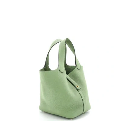 Pre-owned Hermes  Hermes Picotin Lock Bag Clemence Pm In Green