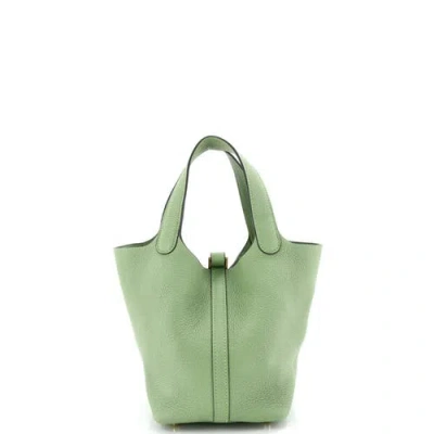 Pre-owned Hermes  Hermes Picotin Lock Bag Clemence Pm In Green