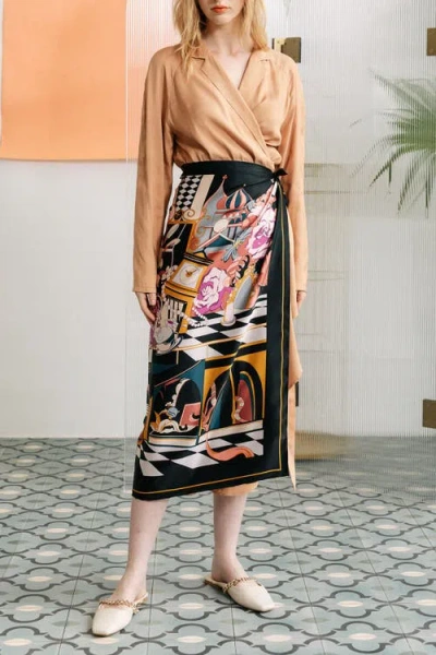 Lost Pattern Nyc "vintage Blooms" Large Silk Square Scarf In Multi