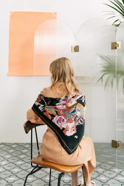 Lost Pattern Nyc "vintage Blooms" Large Silk Square Scarf In Multi