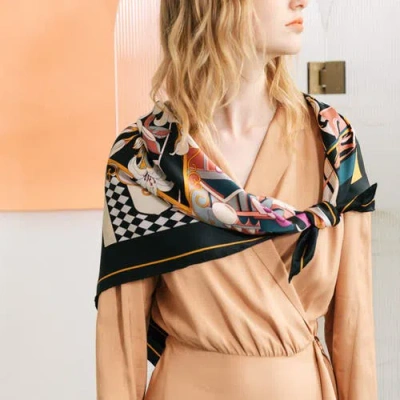 Lost Pattern Nyc "vintage Blooms" Large Silk Square Scarf In Multi