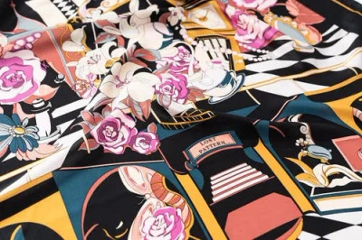 Lost Pattern Nyc "vintage Blooms" Large Silk Square Scarf In Multi