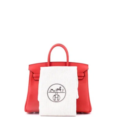 Pre-owned Hermes  Hermes Birkin Handbag Red Swift With Palladium Hardware 25 In Red