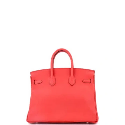 Pre-owned Hermes  Hermes Birkin Handbag Red Swift With Palladium Hardware 25 In Red