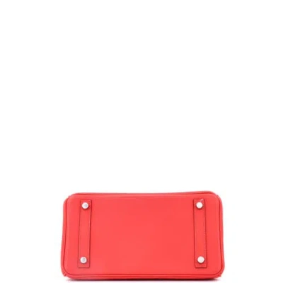 Pre-owned Hermes  Hermes Birkin Handbag Red Swift With Palladium Hardware 25 In Red