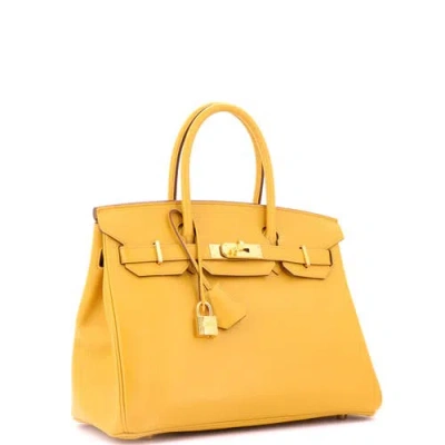Pre-owned Hermes  Hermes Birkin Handbag Yellow Epsom With Gold Hardware 30 In Yellow