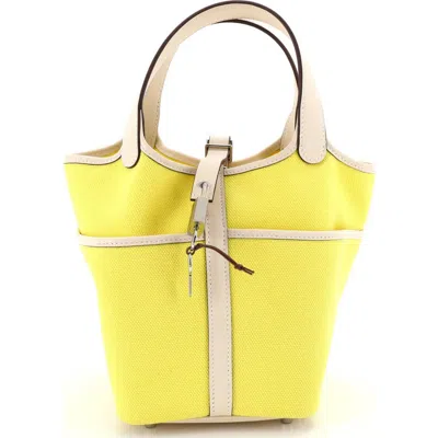 Pre-owned Hermes  Hermes Cargo Picotin Lock Bag Canvas And Swift Pm In Yellow
