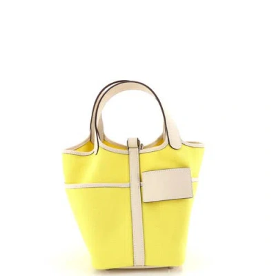 Pre-owned Hermes  Hermes Cargo Picotin Lock Bag Canvas And Swift Pm In Yellow