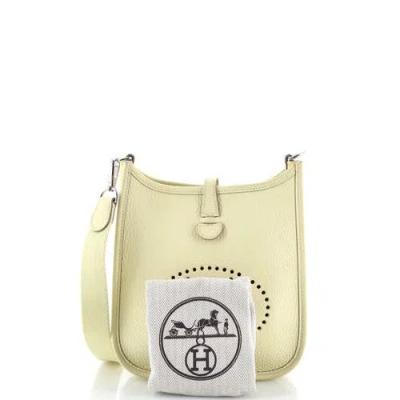 Pre-owned Hermes  Hermes Evelyne Bag Gen Iii Clemence Tpm In White