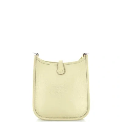 Pre-owned Hermes  Hermes Evelyne Bag Gen Iii Clemence Tpm In White