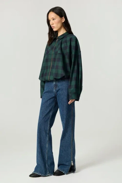 Nocturne Checked Zip-front Jacket In Green