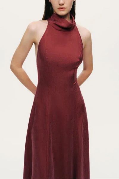 Nocturne Backless Tie-back Halter Dress In Red