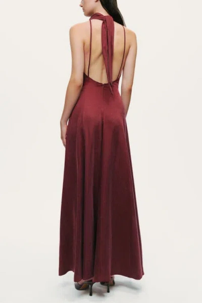 Nocturne Backless Tie-back Halter Dress In Red