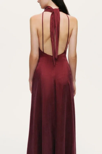 Nocturne Backless Tie-back Halter Dress In Red
