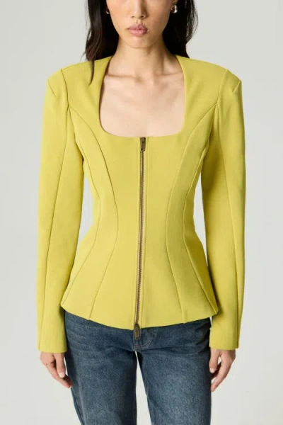 Nocturne Zip-front Structured Top In Yellow