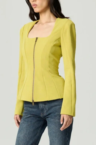 Nocturne Zip-front Structured Top In Yellow