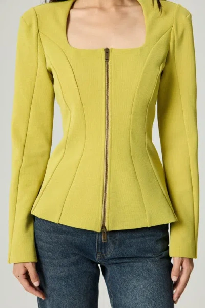 Nocturne Zip-front Structured Top In Yellow
