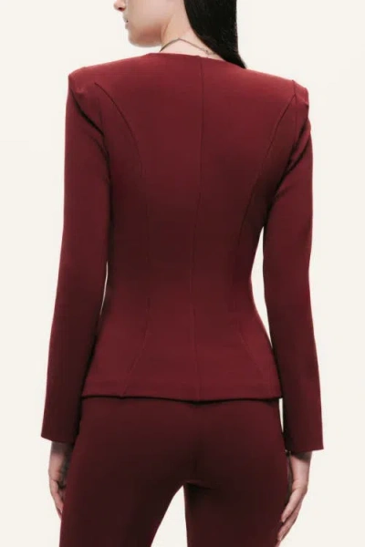 Nocturne Zip-front Structured Top In Burgundy