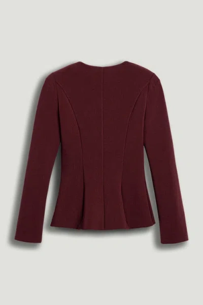 Nocturne Zip-front Structured Top In Burgundy