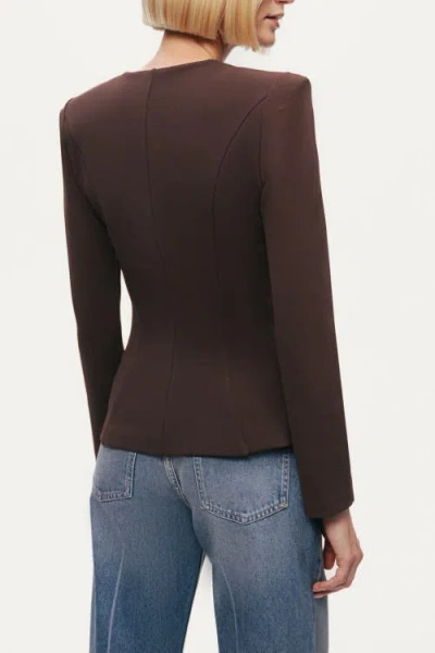 Nocturne Zip-front Structured Top In Brown