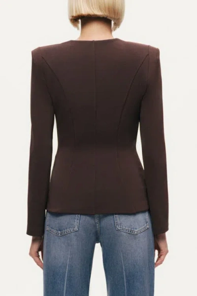 Nocturne Zip-front Structured Top In Brown