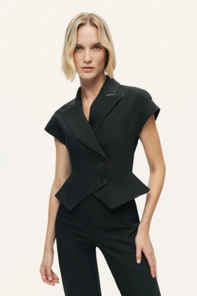 Nocturne Fitted Tailored Vest In Black