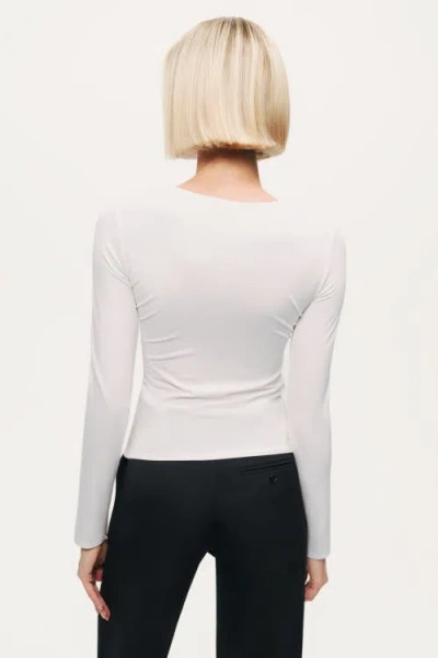 Nocturne Draped Detail Long Sleeve Top In White