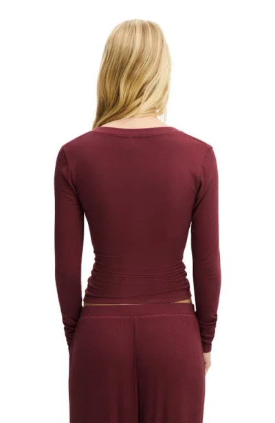 Cotton On Body Sleep Recovery Henley Long Sleeve In Burgundy