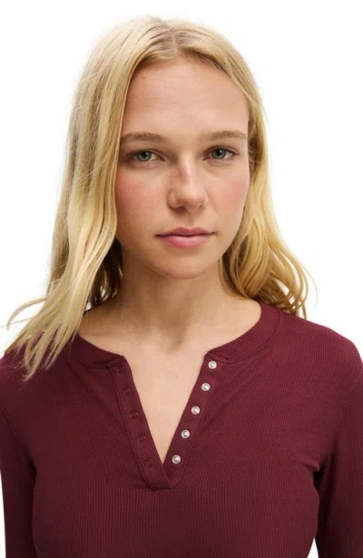 Cotton On Body Sleep Recovery Henley Long Sleeve In Burgundy