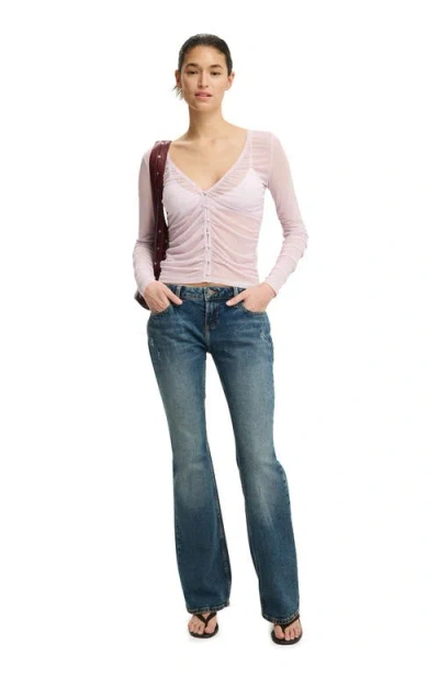 Cotton On Alix Mesh Button Through Long Sleeve In Pink