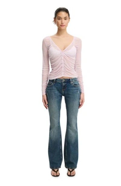 Cotton On Alix Mesh Button Through Long Sleeve In Pink