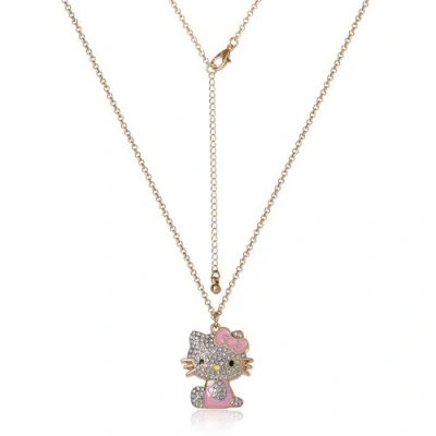 Hello Kitty Sally Rose  Aqua Green Enamel And Pave Crystal Necklace Official License, Gold-tone 16+3  In Gold