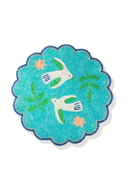 Tiramisu Aqua Serenity Beaded Placemat In Blue