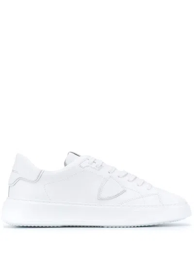 Philippe Model Minimalist Leather Sneakers In White