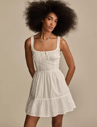 Lucky Brand Women's Corset Eyelet Mini Dress In Neutral