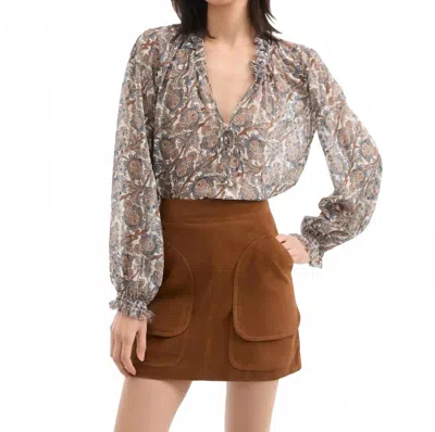 Veronica Beard Hickory Silk Blouse In Dove Multi In Multi