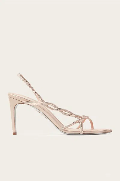 René Caovilla Braid Sandal 80 In Beige In White