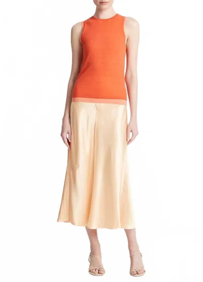 Vince Double Layer Shell Tank Top In Coral Combo In Orange