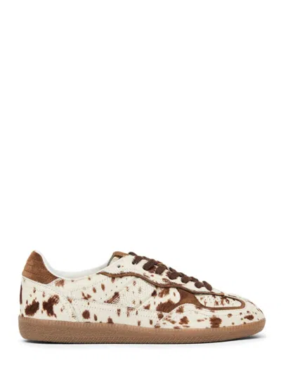 Alohas Low-profile Soft Camel Leather Sneakers With Distinctive Spotted Pattern In Brown