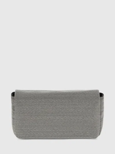 Brunello Cucinelli Women Precious Flap Shoulder Bag In Gray