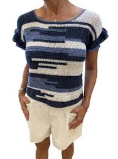 Neu Nomads Lia Crochet Sweater In Blue Combo In Multi