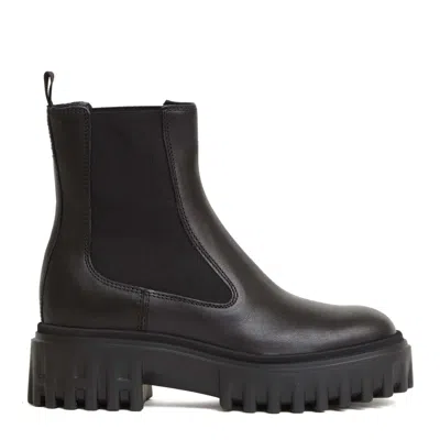 Hogan Black Leather Chelsea Boots In Black