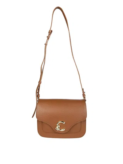 Coccinelle Textured Leather Shoulder Bag In Brown
