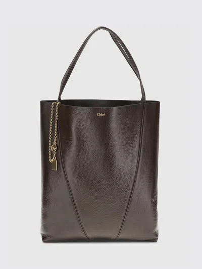 Chloé Spin Large Tote Bag In Brown
