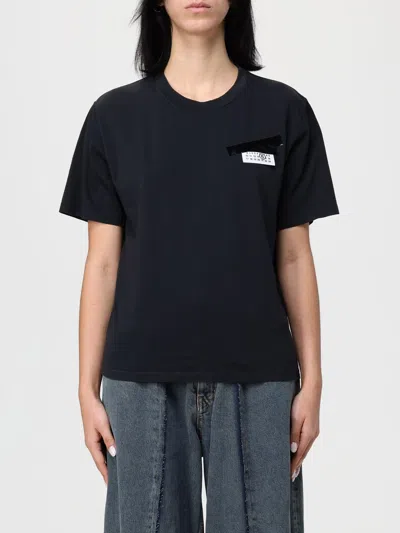 Mm6 Maison Margiela Black Logo T-shirt In Black
