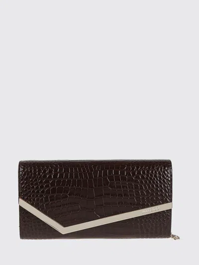 Jimmy Choo Emmie Clutch In Soft Crocodile-embossed Calfskin In Brown