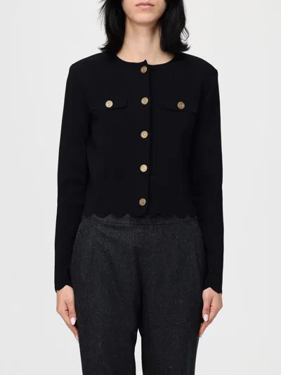 Twinset Buttoned-up Scalloped Jacket In Black