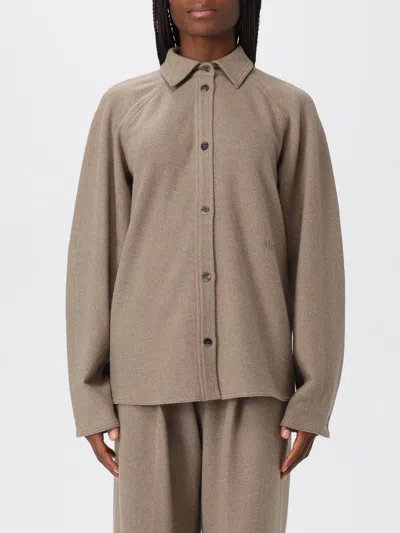 Max Mara Stretch Cashmere Flannel Overshirt In Brown